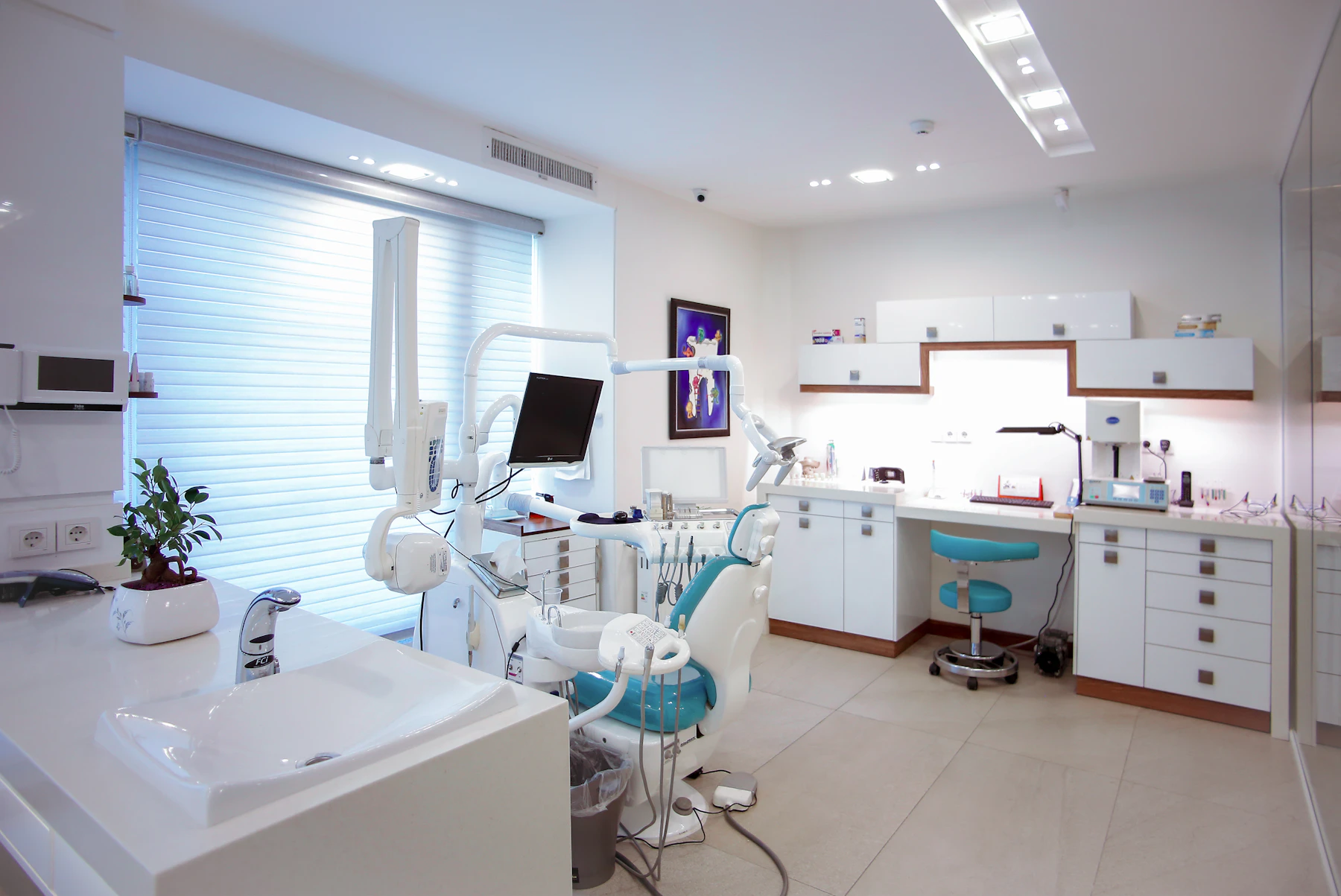 Bright private clinical consultation room